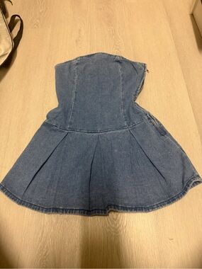 Strapless Blue Denim Mini Dress